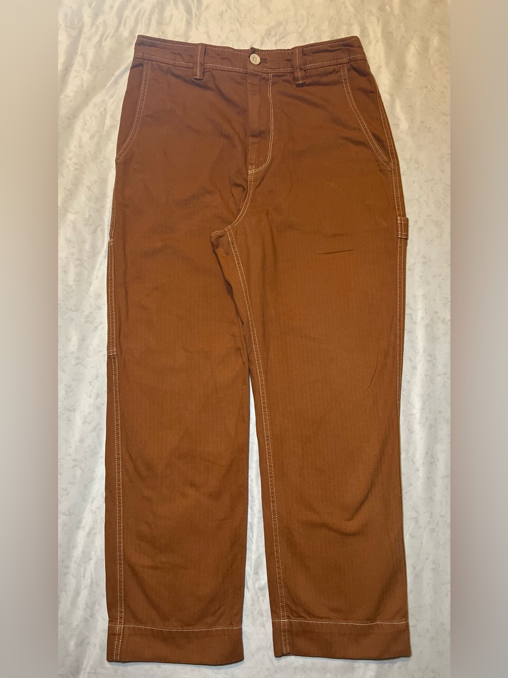 Gap Women’s Canvas Utility High Rise Carpenter Straight Pants, Saddle Brown, 6